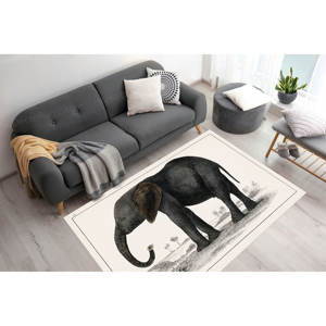 Tapis imprimé avec dessin d'éléphant - Antidérapant, adapté aux animaux domestiques, décoration de bureau, tapis fin non tissé - Product Image 1