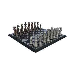 Jeu d'échecs en métal et marbre, design artisanal, finition d'usine - Product Image 6