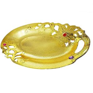 Plateau de luxe ovale en métal pour restaurants, plateau présentoir pour aliments plaqué or, plateau de service pour hôtels, cuisine et table - Product Image 1