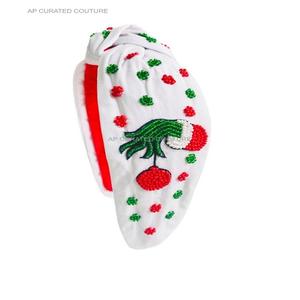 Diademas con cuentas Diseño llamativo Suministros de fiesta de Navidad de lujo Accesorios para el cabello adornados a mano Diademas de estilo anudado - Product Image 4