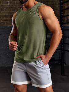 Lot de 2 débardeurs côtelés décontractés pour hommes, t-shirts d'entraînement sans manches en tricot, t-shirt de fitness Muscle Gym - Product Image 2