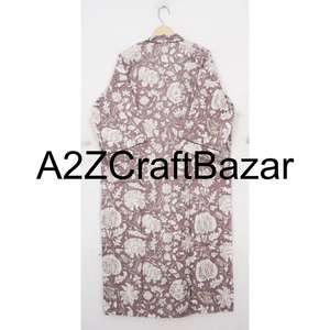 Nouvelle arrivée, robe kimono en coton pur à 100 %, imprimé floral, confectionnée à la main, pour femmes, robe de plage, robe kimono pour femmes - Product Image 6