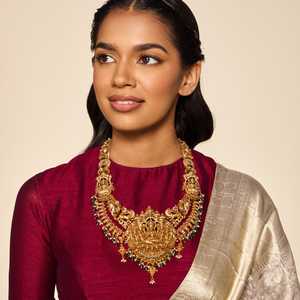 Collar chapado en oro antiguo de estilo religioso con cuentas en forma de número y patrón con diamantes y perlas para regalo de boda o compromiso - Product Image 3