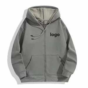 Sudadera con capucha y cremallera bordada de alta calidad, ropa de calle bordada personalizada - Product Image 1