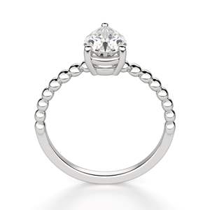 Bague de fiançailles solitaire perlée de diamant taille poire pour femme - Product Image 6