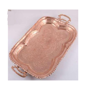 Nouveau plateau en cuivre personnalisé meilleure vente meilleure vente meilleure qualité avec plateau à deux poignées pour hôtel et restaurant utilisé - Product Image 3