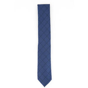 Alfani Men's Windowpane <b>Tie</b> Navy Size Regular Made of <b>Polyester</b> - Product Image 1