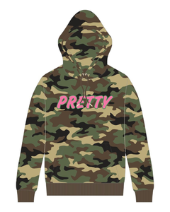 Sudadera con Capucha Camo Pretty Girl, Ropa de Hermandad Griega, Sudadera Rosa y Verde para Mujer, Sudadera de Hermandad Universitaria, Moda Griega - Product Image 1