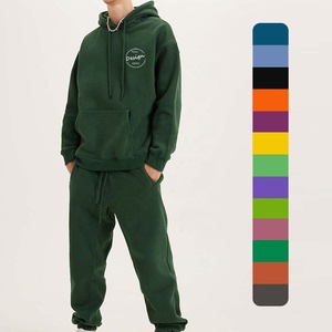 Sweat à capuche vintage personnalisé et pantalon évasé avec fermeture à glissière deux pièces Chenille impression survêtement soleil délavé à l'acide hommes survêtement - Product Image 1
