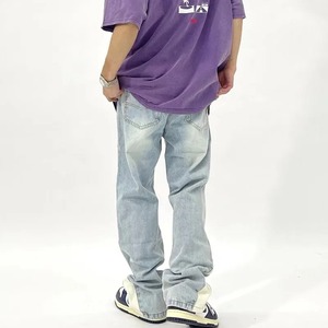 กางเกงยีนส์ขาบานสำหรับผู้ชาย, กางเกงยีนส์ขายาวย้อนยุคงานเย็บปะติดผ้าแฟชั่นใหม่2025 - Product Image 2
