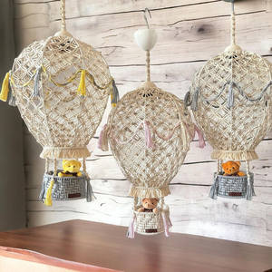 Decoración Bohemia hecha a mano macramé globo de aire caliente pantalla para habitación de niños globos de macramé colgantes decorativos de Vietnam - Product Image 6