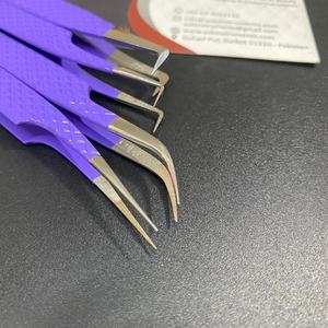 Pinzas Profesionales para Extensión de Pestañas de Acero Inoxidable con Recubrimiento de Fibra Puntiaguda, Color Morado, Marca Privada Personalizada, Estilo Japonés 45 - Product Image 5