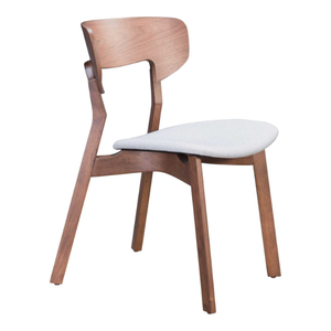Chaise de salle à manger minimaliste en bois massif avec dos incurvé ergonomique et coussin en tissu doux pour la maison, le café et le restaurant - Product Image 2