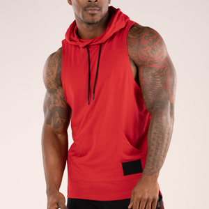 <b>Men's</b> High Quality <b>Sleeveless</b> Pullover <b>Hoodie</b> Summer Latest Design Gym Wear for Workout Customized OEM Embroidered Techniques - Product Image 5