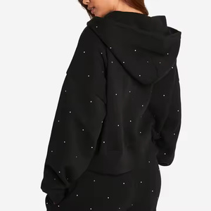 Vêtements de mode sweat à capuche pour femme 100% qualité supérieure hiver sweat à capuche zippé à capuche sur mesure sweat à capuche unisexe avec strass - Product Image 2