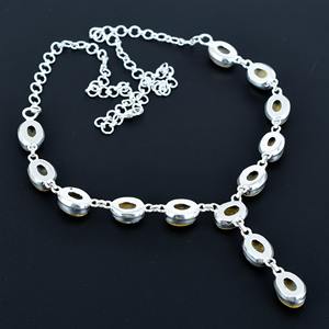 Calidad superior auténtica Plata de Ley 925 Natural Maligano Jasper cabujón bisel ajuste cadena collar mujeres joyería pesada - Product Image 2