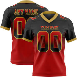 Maillot de football américain personnalisé pour le jour du match en maille respirante avec impression de drapeau et ajustement de forme carrée de style dégradé authentique - Product Image 3