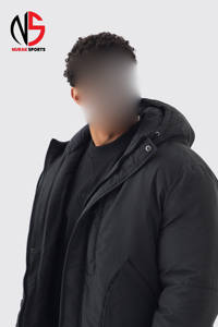Chaqueta de Invierno para Hombre, Negra Mate, Minimalista, Acolchada, con Capucha, Forro de Piel, Resistente al Viento, Cálida para Clima Frío, de Lona, 2026 - Product Image 4