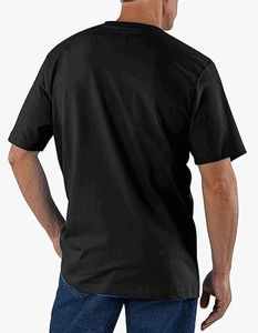 T-shirt décontracté pour homme, manches courtes, coupe ample, poids lourd, 100% coton, design uni avec poche, tissu tricoté - Product Image 3