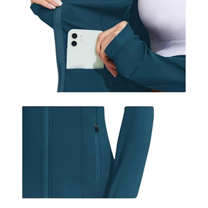 Chaqueta de entrenamiento de talla grande transpirable verde azulado para mujer, poliéster Spandex que absorbe la humedad, alta calidad, Fitness al aire libre, correr, Yoga - Product Image 4