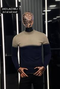 Suéter informal de otoño para hombre para cuello Polo manga larga cremallera calor cálido Cachemira Mohair estampado Jacquard Logo botón raya letra. - Product Image 2