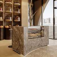 Étagère de présentation pour mobilier d'extérieur, mobilier de restaurant, étagère de rangement pour magasin de détail, comptoir d'accueil, comptoir de réception, bar doré