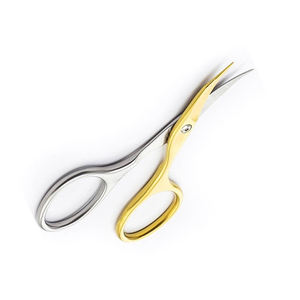 Ciseaux à cuticules dorés et argentés Ciseaux à ongles à pointe fine et courbée en métal et acier Ciseaux à ongles de beauté - Product Image 2