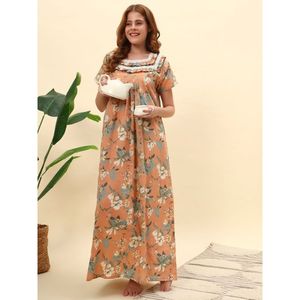 Camisón Victoriano de Algodón para Mujer, Camisón con Estampado Floral - Product Image 1