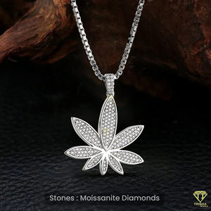 VVS Moissanite Iced Out Pendentif 925 Sterling Silver Pot Leaf Stoner Gift Hip Hop bijoux pour hommes - Product Image 2
