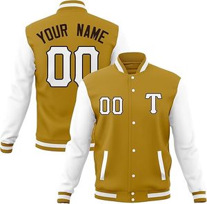 Nuevo diseño de moda chaqueta de béisbol suelta felpa bordado letra hombres personalizado Street Varsity chaquetas de hombre - Product Image 1