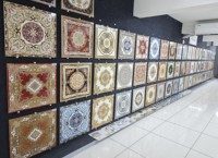 Carreaux de tapis en porcelaine de luxe 3D à fleurs dorées Carreaux de mur et de sol polis pour bureau Carreaux de tapis de qualité supérieure