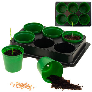 Ensemble de pots de pépinière d'extérieur TG71424, 6 unités, conteneurs de production carrés en plastique pour semis, matériau PP, avec palette - Product Image 1