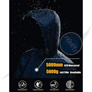 <b>Mens</b> Outdoor Waterproof Polyester Plain Rain <b>Jackets</b> <b>Black</b> Wind Breaker Hoodie Rain <b>Lightweight</b> <b>Jacket</b> for Man <b>Jacket</b> - Product Image 6