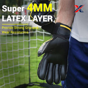 Gants de gardien de but personnalisés en cuir PU de haute qualité, couleur contrastée jaune et noir, 4 mm de latex, nouvelle arrivée 2024 - Product Image 5