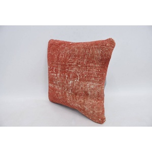 Red Ikat Vintage Embroidered Wool <b>Pillow</b> 12x12 Inch Soft Modern Fabric Cushion for Sofa Home Decor Woven Patchwork Feature - Product Image 4