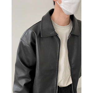 Chaquetas de hombre de cuero con cuello básico - Product Image 6