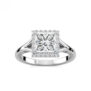 แหวนหมั้นเพชรทรงเจ้าหญิง 2.10 กะรัต ผลิตในห้องปฏิบัติการ ได้รับการรับรองจาก IGI ตัวเรือนทองคำแท้ 14k แบบขาแหวนแยก - Product Image 1