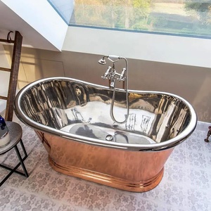 Bañera de Cobre de Primera Calidad Independiente para Baño, Estilo Moderno, Bañera de Cobre Niquelado Antiguo para Baños de Hoteles - Product Image 3