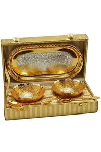 กล่องเหล็กตกแต่งทำด้วยมือสไตล์อินเดียสำหรับงานแต่งงานพร้อมกล่องชุบทองแบบคลาสสิกช้อนชามชุบเงิน - Product Image 3