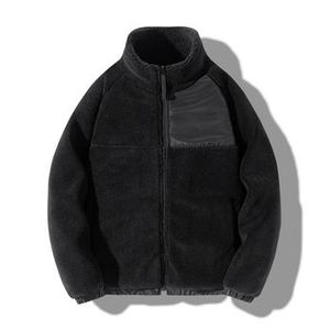 Chaqueta de Forro Polar Negra para Hombre, con Cierre Completo, Cálida, Suave, Informal, para Invierno, con Cuello Alto y Bolsillo en el Pecho - Product Image 1