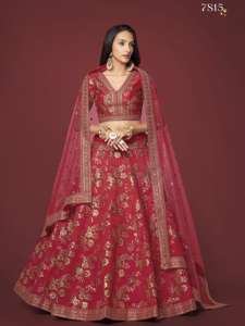 Prix de gros de haute qualité rouge Lehenga Choli Premium conception spéciale pour les fêtes et les mariages - Product Image 2