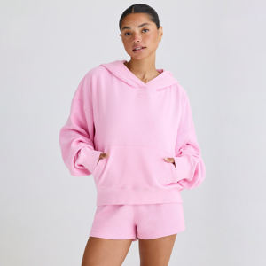 Sweat-shirt à capuche en molleton 100% coton pour femmes, personnalisé, écologique, imprimé, décontracté, uni, tricoté, pull d'hiver, streetwear, logo sur le devant - Product Image 2