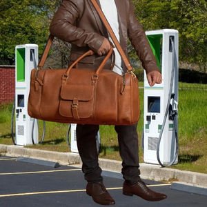 Handmade Full Grain Buffalo Genuine <b>Leather</b> Duffle Travel <b>Bag</b> Stylish Modern Unisex Sport Zipper Fashionable Shoes - Product Image 3