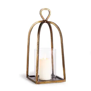 Hurricane T-<b>light</b> Holder Hot <b>Sale</b> Modern Gold Coated in Metal Candle Inside for Lighting Table Wedding /home /hotel Decor - Product Image 1