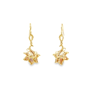 Pendientes Colgantes Modernos de Oro Amarillo de 14K con Madreperla Rosa Floral y Cuarzo para Bodas, Fiestas, Aniversarios o Regalos |   OEM - Product Image 2
