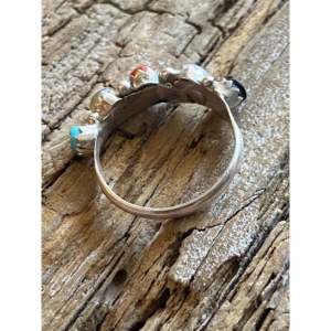 Bague de collection culturelle Zuni multi-pierres et argent sterling taille 8 - Product Image 5