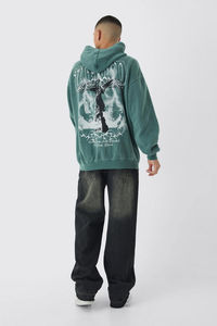 Unisex 100% Cotton Heavyweight Pullover <b>Sweatshirt</b> <b>Vintage</b> Hooded with Drop Shoulder Custom Logo Embroidered Winter Style - Product Image 2