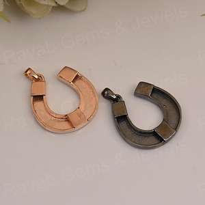 Composants de bijoux en argent 925 plaqué or 14 carats, pendentif en forme de fer à cheval avec sertissage à bélière, résine, lait maternel, cendres - Product Image 3