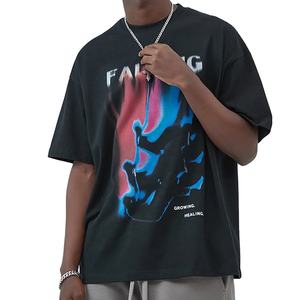 Logotipo personalizado Dtg Camisetas Heavyweight 100% Algodón Hombres Boxy Screen Print Streetwear Camiseta para hombres - Product Image 1