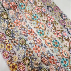 Hot Lace Wedding Dress Frills Fashion Frills Lace Sparkling <b>Beaded</b> <b>Trim</b> 3d Flower Lace <b>Trim</b> Border - Product Image 1